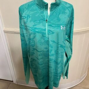 Like New Men’s Under Armour Green/blue Quarter-Zip Pullover Size X-Large